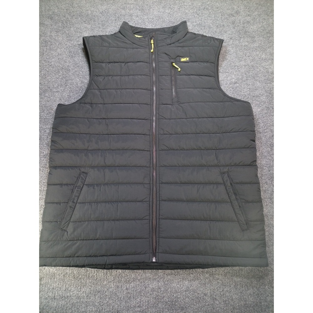 Ghost Golf Men's XL Insulated Puffer Vest Black Yellow Full Zip Golf Outerwear